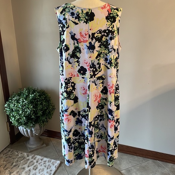ELLOS Plus FLORAL shift dress jersey stretch lounge dress sleeveless 22.24 1X - Picture 4 of 8
